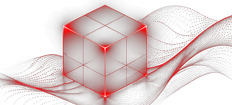 3D cube with flowing wave patterns